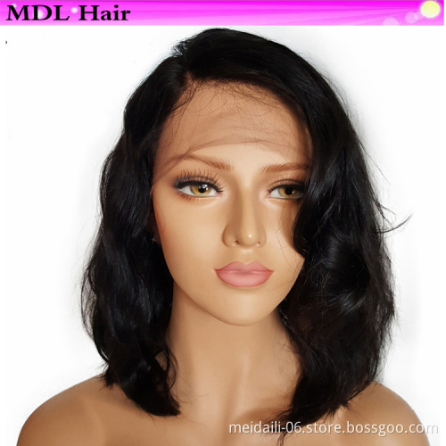 Lace Front Wig Human Hair Brazilian Lace With Baby Hair, Natural Black Swiss Lace Natural Wave Wigs